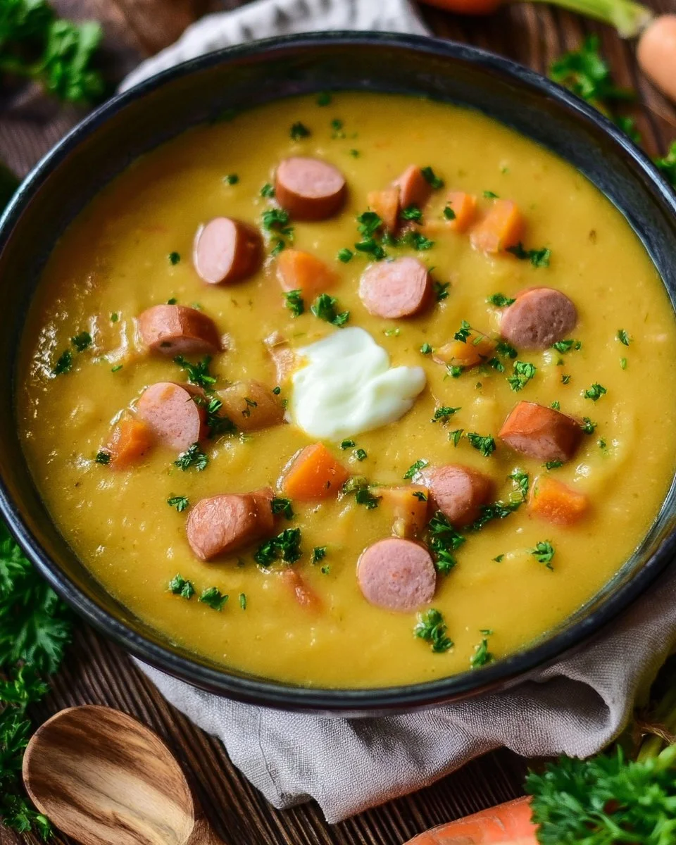 Eine köstliche Schüssel Kartoffelsuppe mit frischen Zutaten