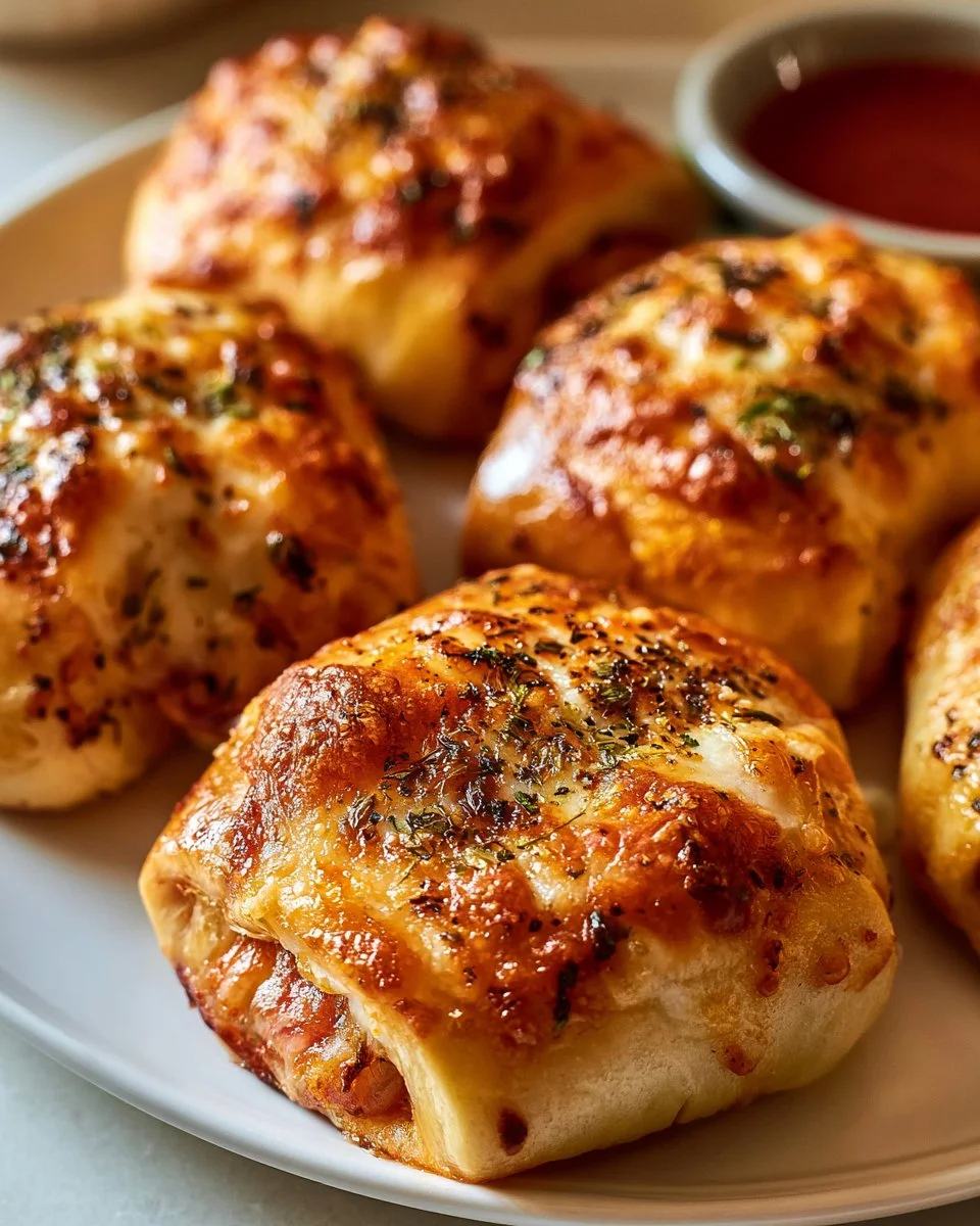 Köstliche Luftfritteusen-Pizza-Röllchen aus dem Ofen, perfekt knusprig zubereitet.