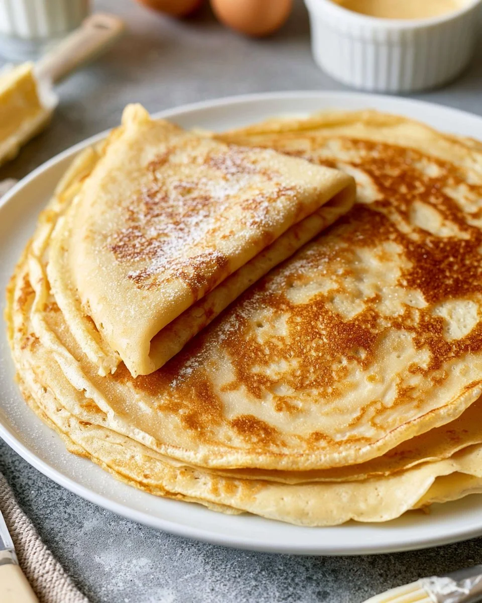 Leckere Pfannkuchen auf einem Teller, garniert mit frischen Früchten.