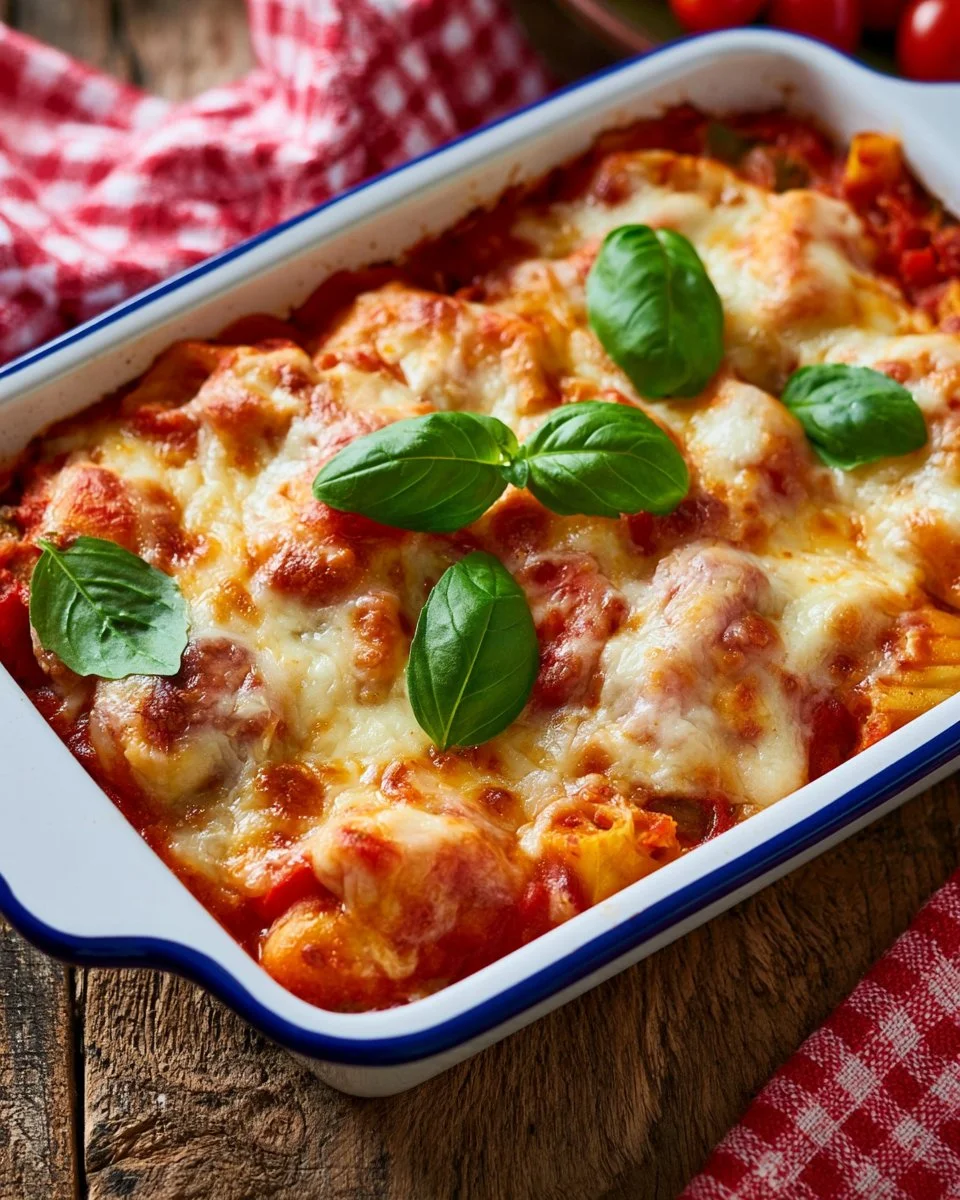 Köstlich gebackenes Tortellini im Ofen mit Käse überbacken