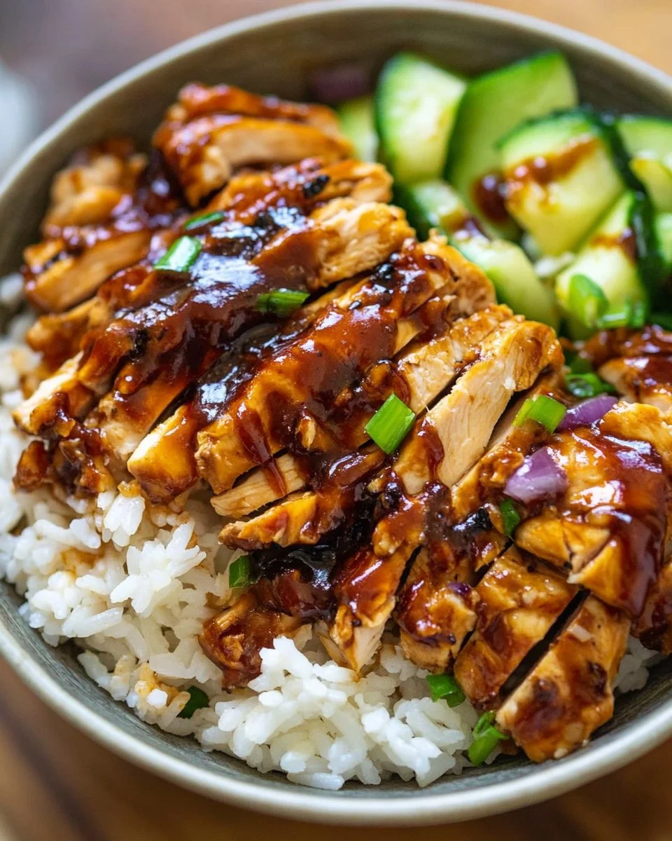 BBQ-Hühnchen-Reis-Schalen