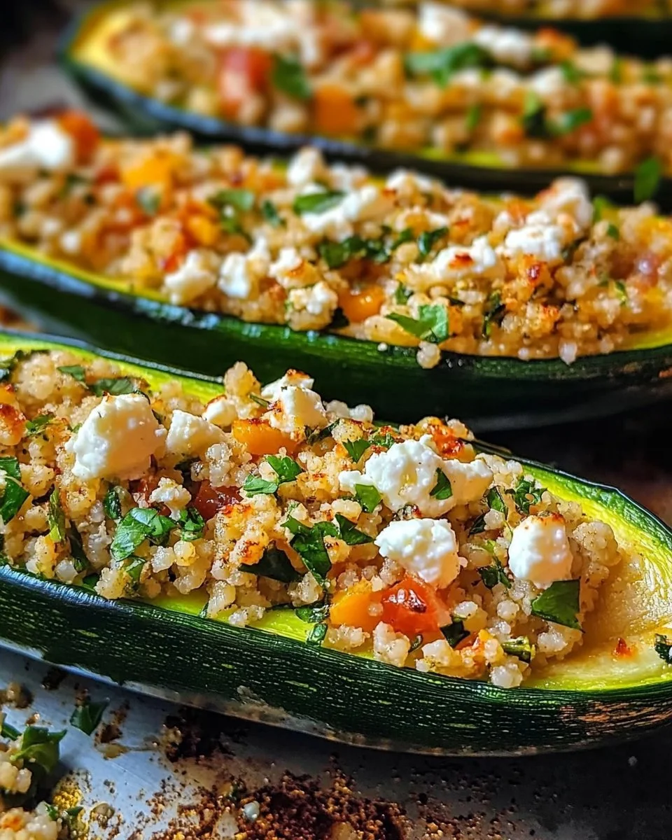 Gefüllte Zucchinis mit Couscous und Feta