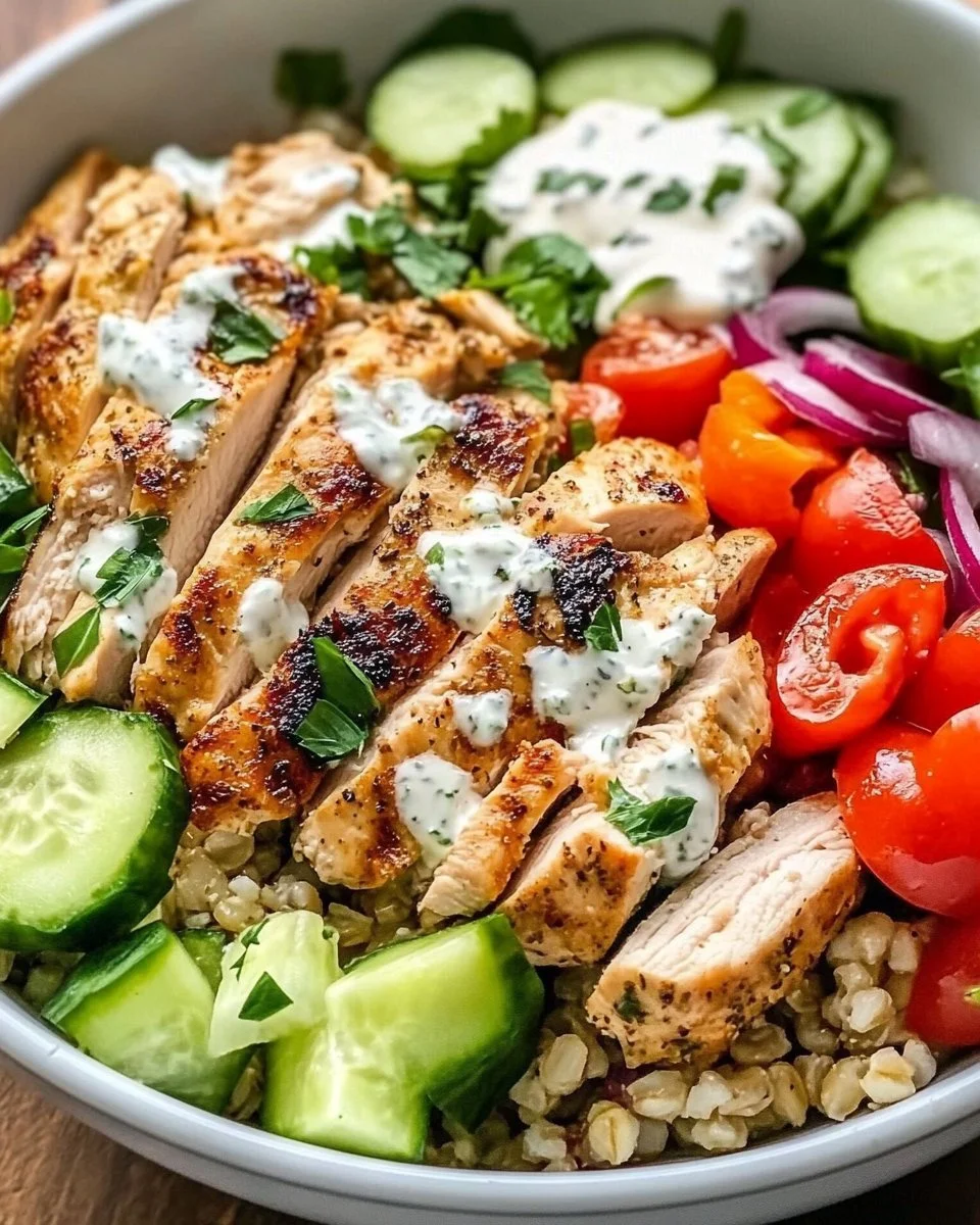 Griechische Hähnchen-Getreideschüssel