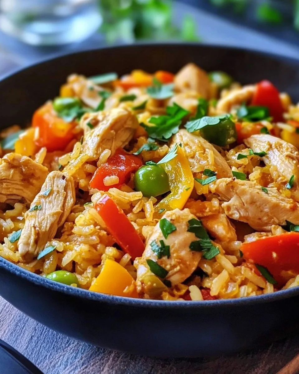 Hühnchen-Reisgericht mit Paprika